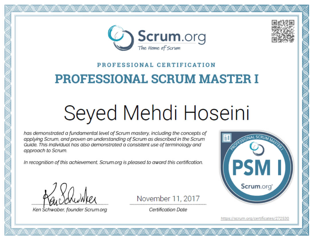 Professional Scrum Master Certificate